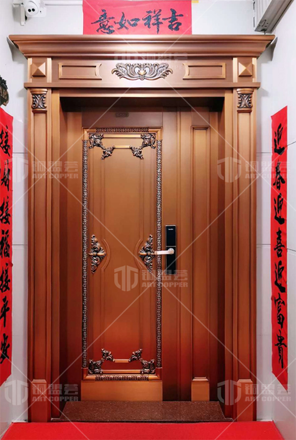 家用銅門實景案例_子母銅門現場圖片_銅盟薈銅門